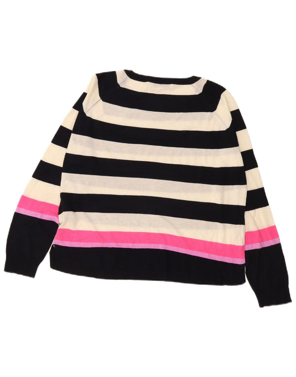 Zara Womens Crop Boat Neck Jumper Sweater UK 10 Petit Noir Rayé