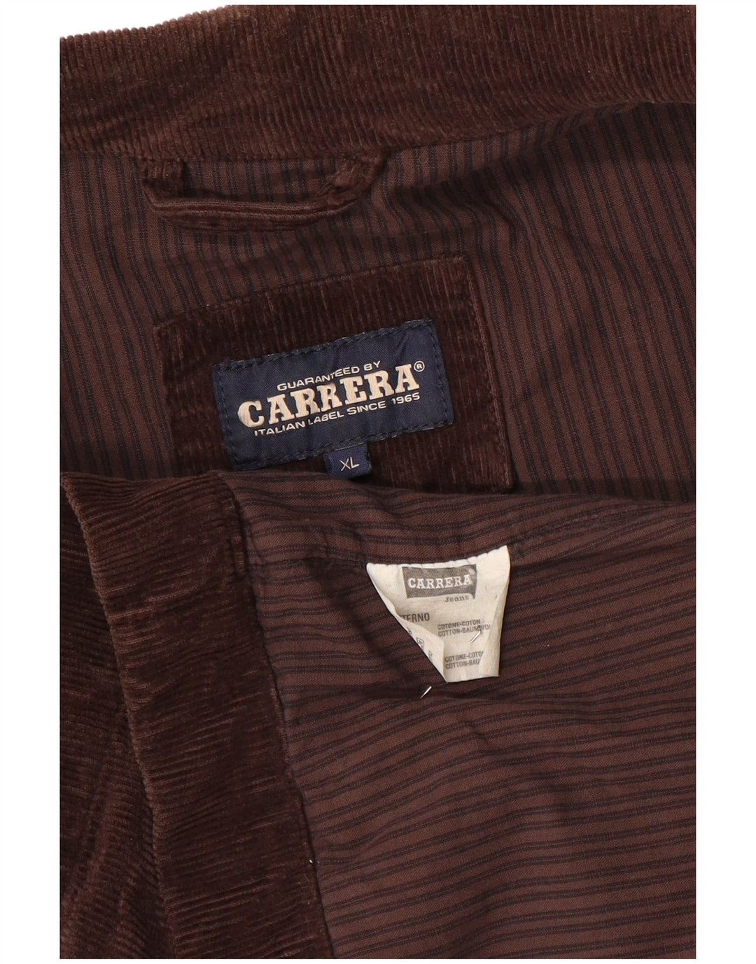 CARRERA Veste en velours côtelé pour homme UK 42 XL Marron Coton