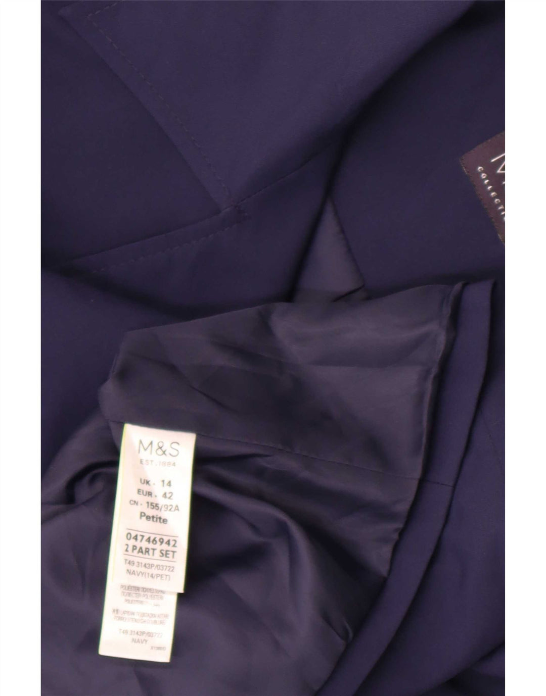 Marks & Spencer Trench court pour femme UK 14 Large Bleu marine Polyester
