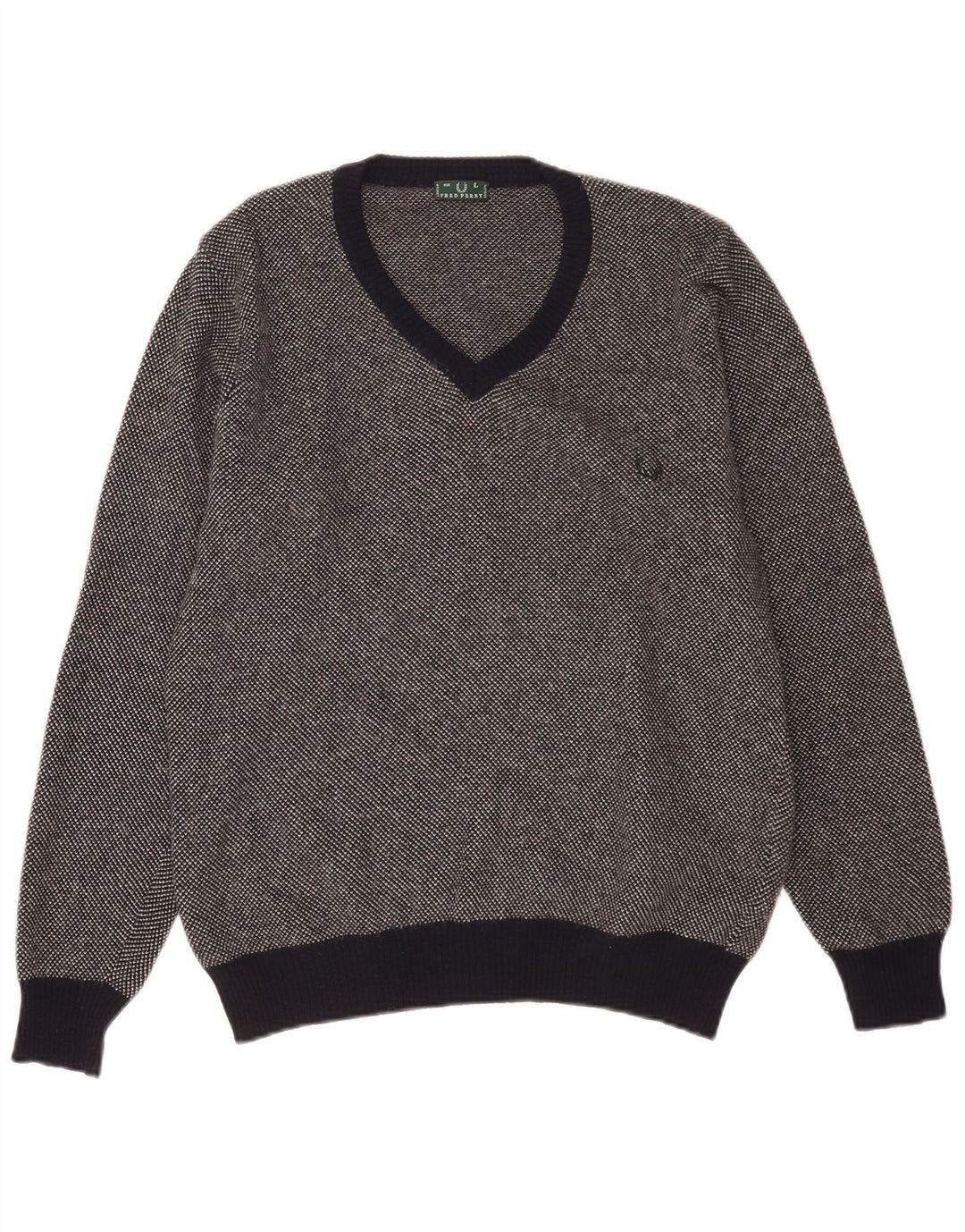 Fred Perry Pull col V pour homme en laine à pois bleu marine Taille L