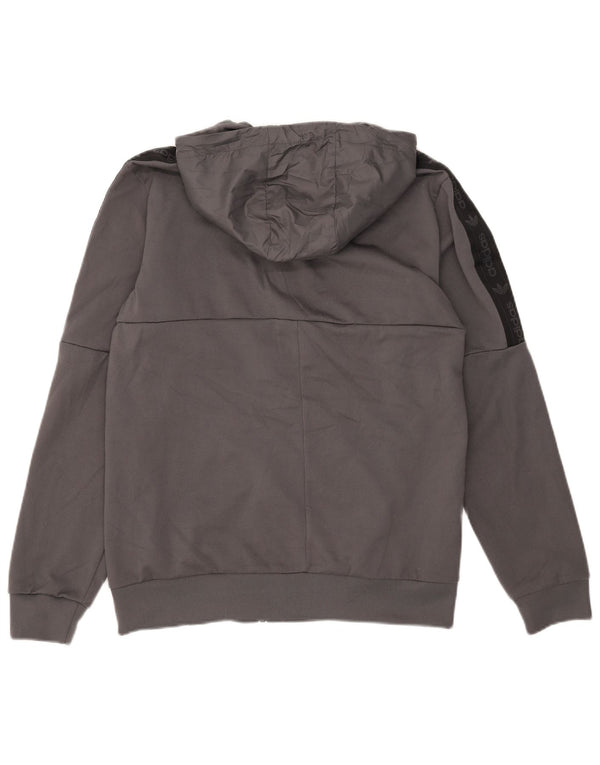 Adidas Pull à capuche zippé pour homme en polyester color block gris moyen
