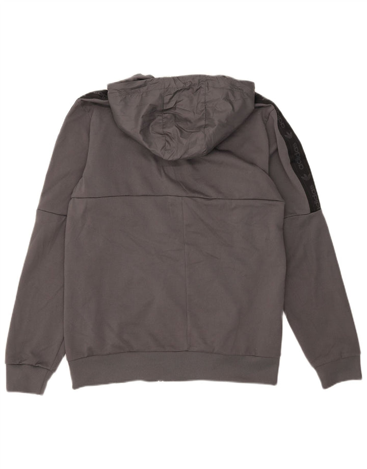 Adidas Pull à capuche zippé pour homme en polyester color block gris moyen