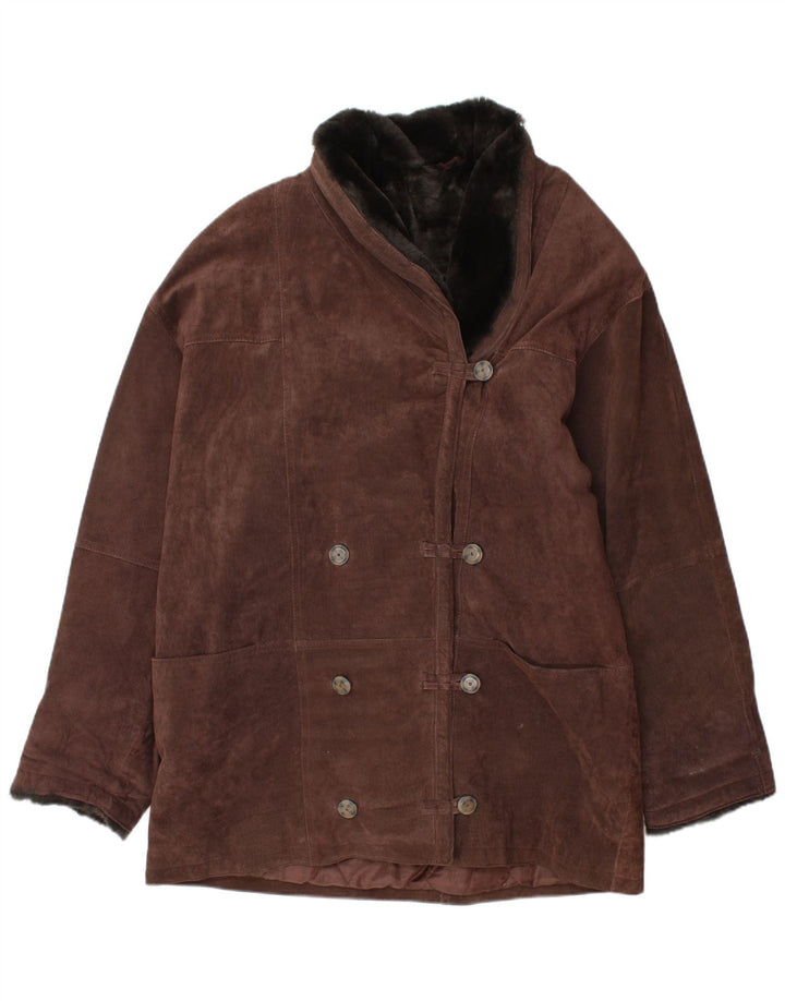 ST. BERNARD Manteau coupe-vent surdimensionné en daim pour femme UK 14 Large Marron