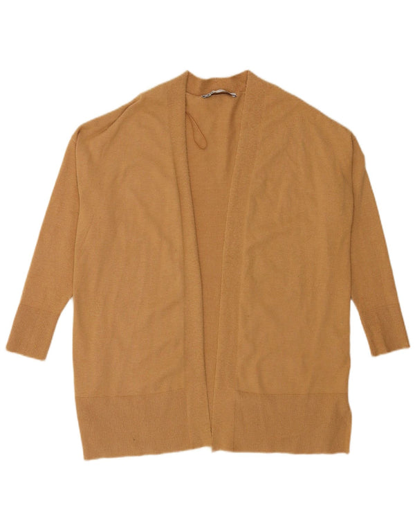 Zara Cardigan ouvert à manches 3/4 pour femme UK 10 Small Beige Viscose