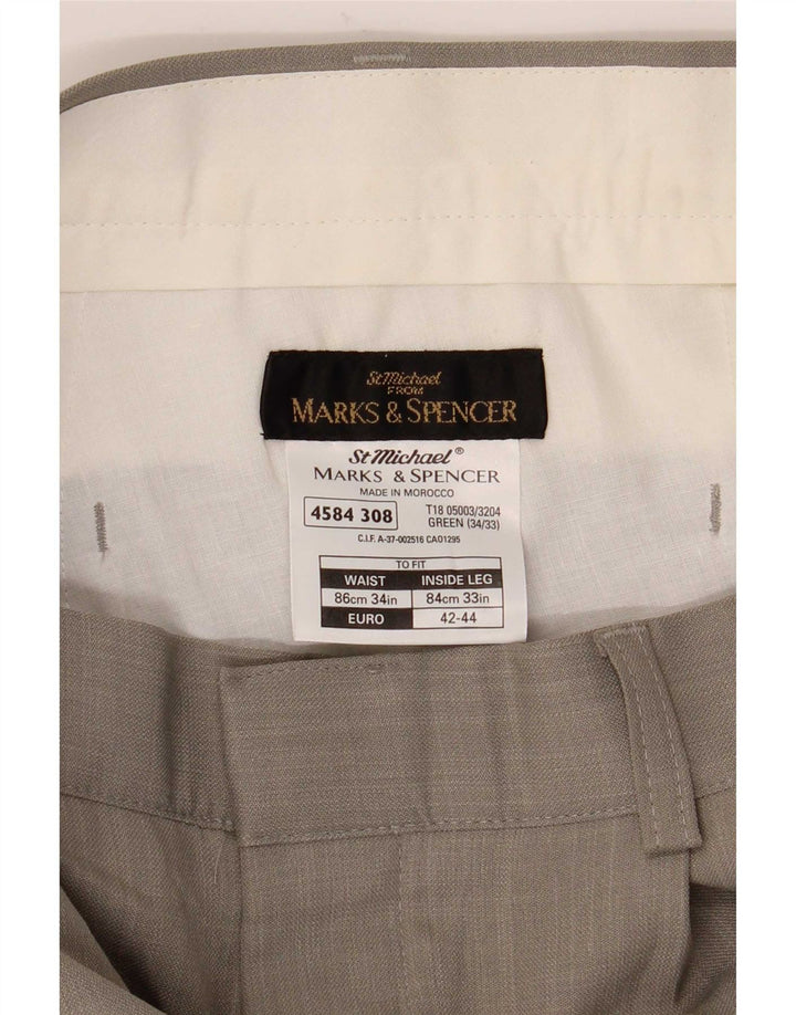 Marks & Spencer Pantalon décontracté pour homme W34 L33 Vert Polyester