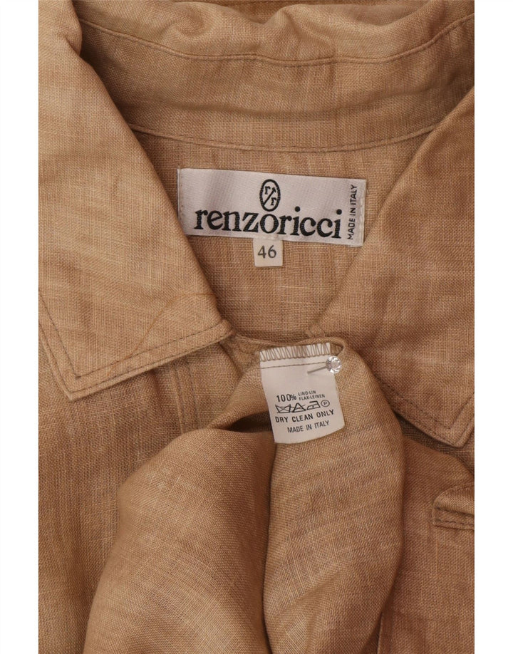 vintage Femme Veste Bomber Oversize IT 46 Grand Lin Beige