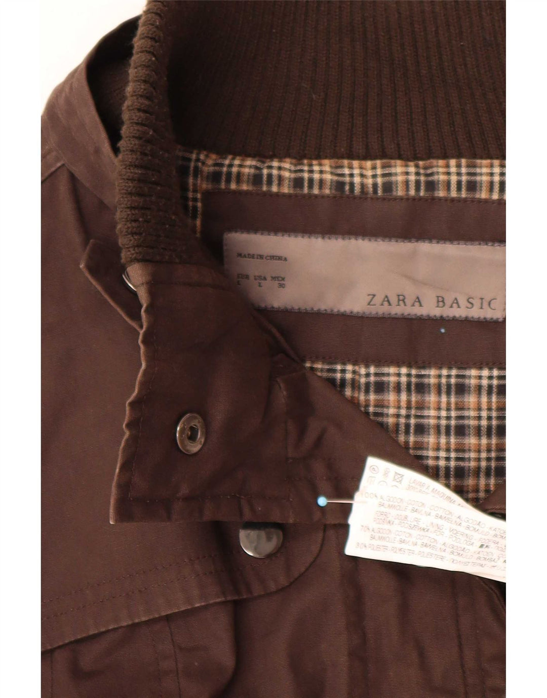 Zara Veste utilitaire pour femme UK 14 Grand coton marron