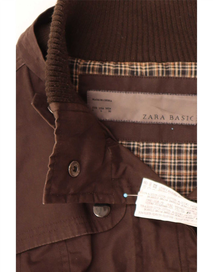 Zara Veste utilitaire pour femme UK 14 Grand coton marron