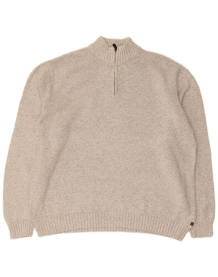 Chaps Pull col zippé pour homme 2XL Gris chiné en coton