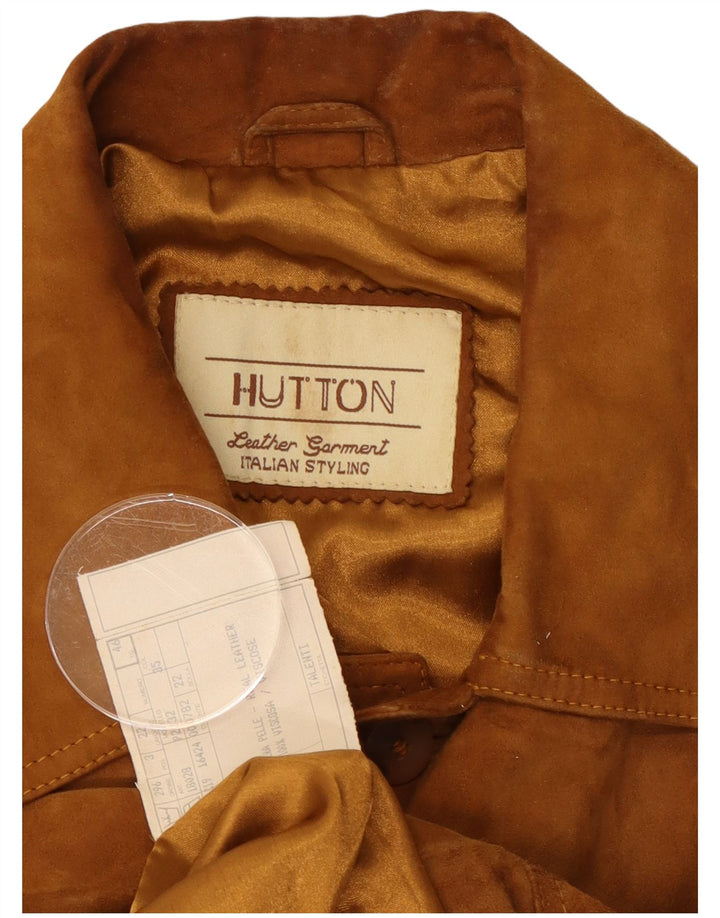 veste en daim homme vintage IT 46 petit cuir marron classique