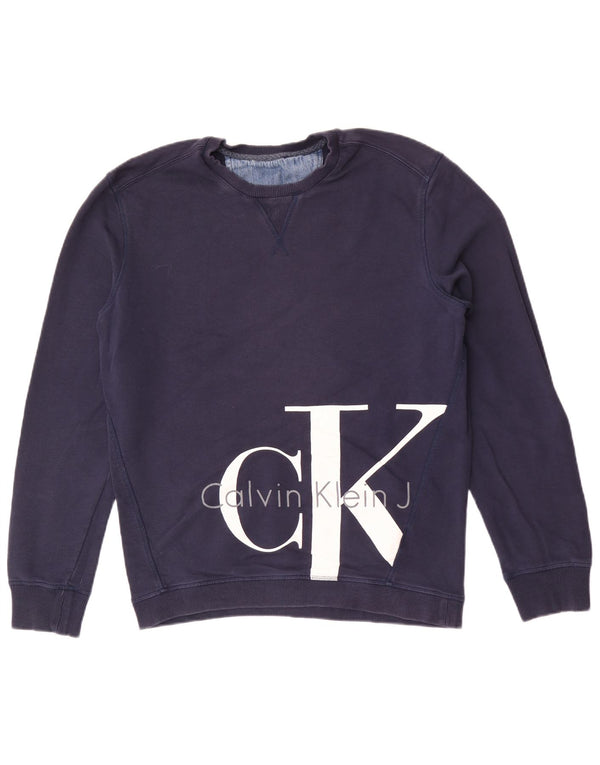 Calvin Klein Sweat-shirt graphique pour femme UK 16 Large Bleu marine Coton