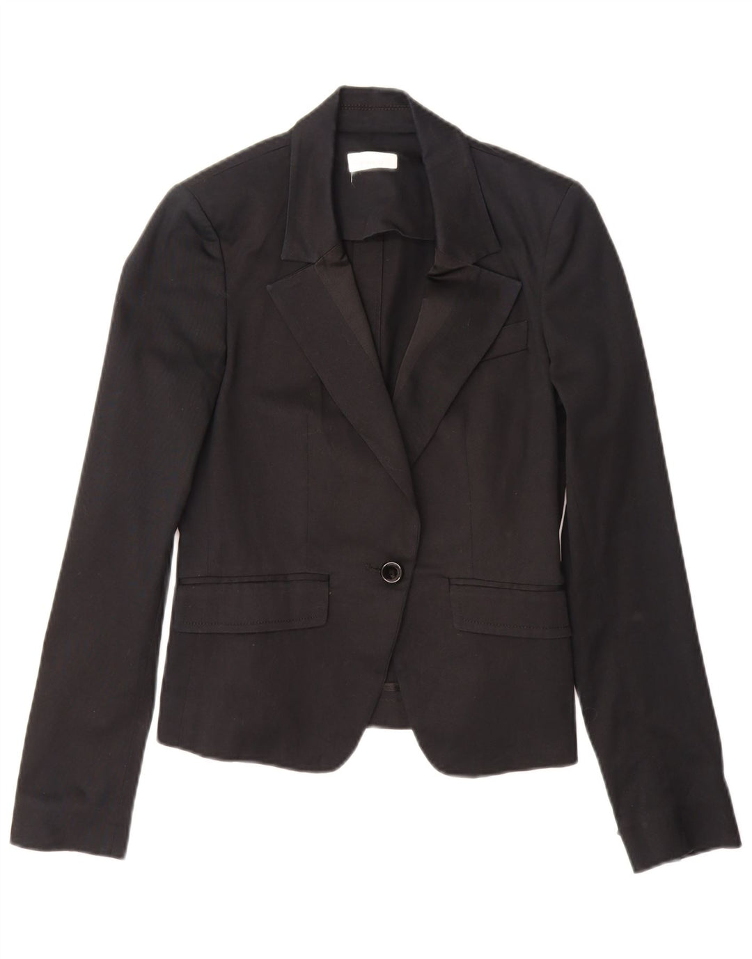 PINKO Veste Blazer 1 Bouton Femme UK 10 Petit Coton Noir