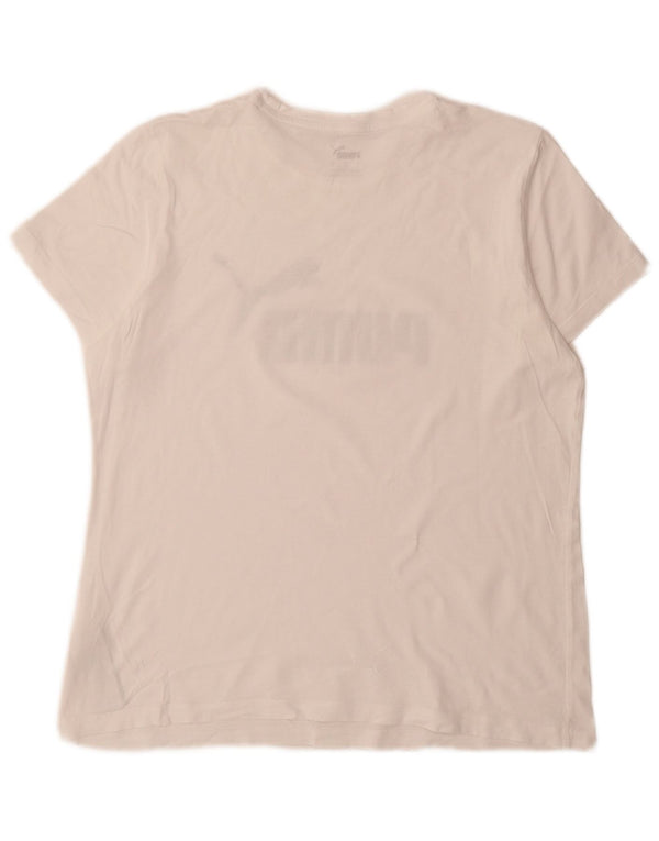 Puma T-shirt graphique pour femme UK 16 Large Blanc Coton