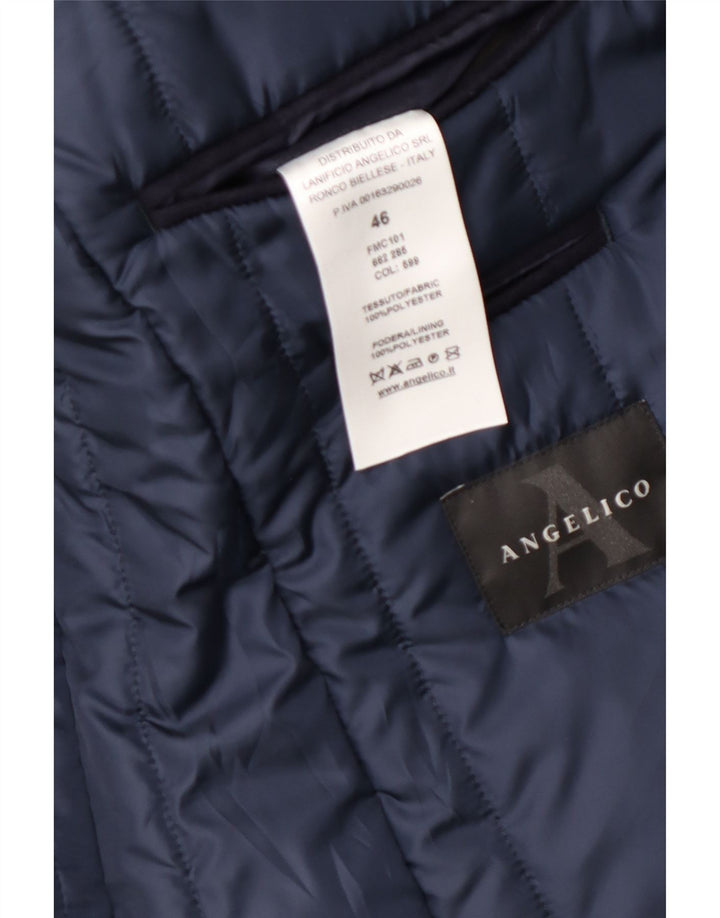Angelico Veste blazer longue à 3 boutons pour homme IT 46 Small Bleu marine