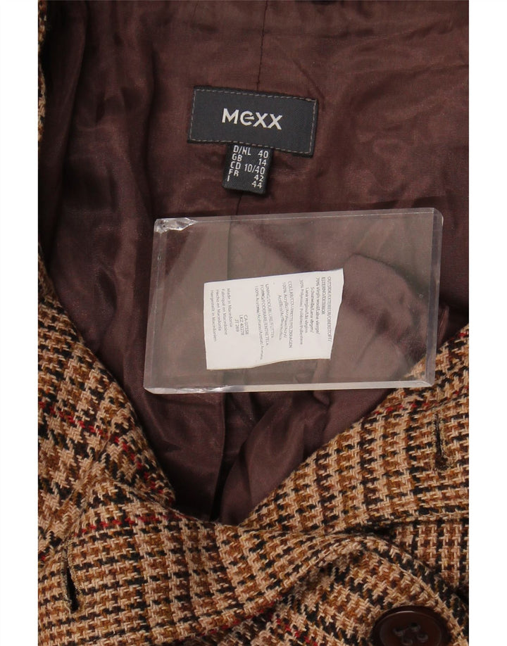Mexx Caban court pour femme UK 14 Large Marron Pied-de-poule Laine vierge
