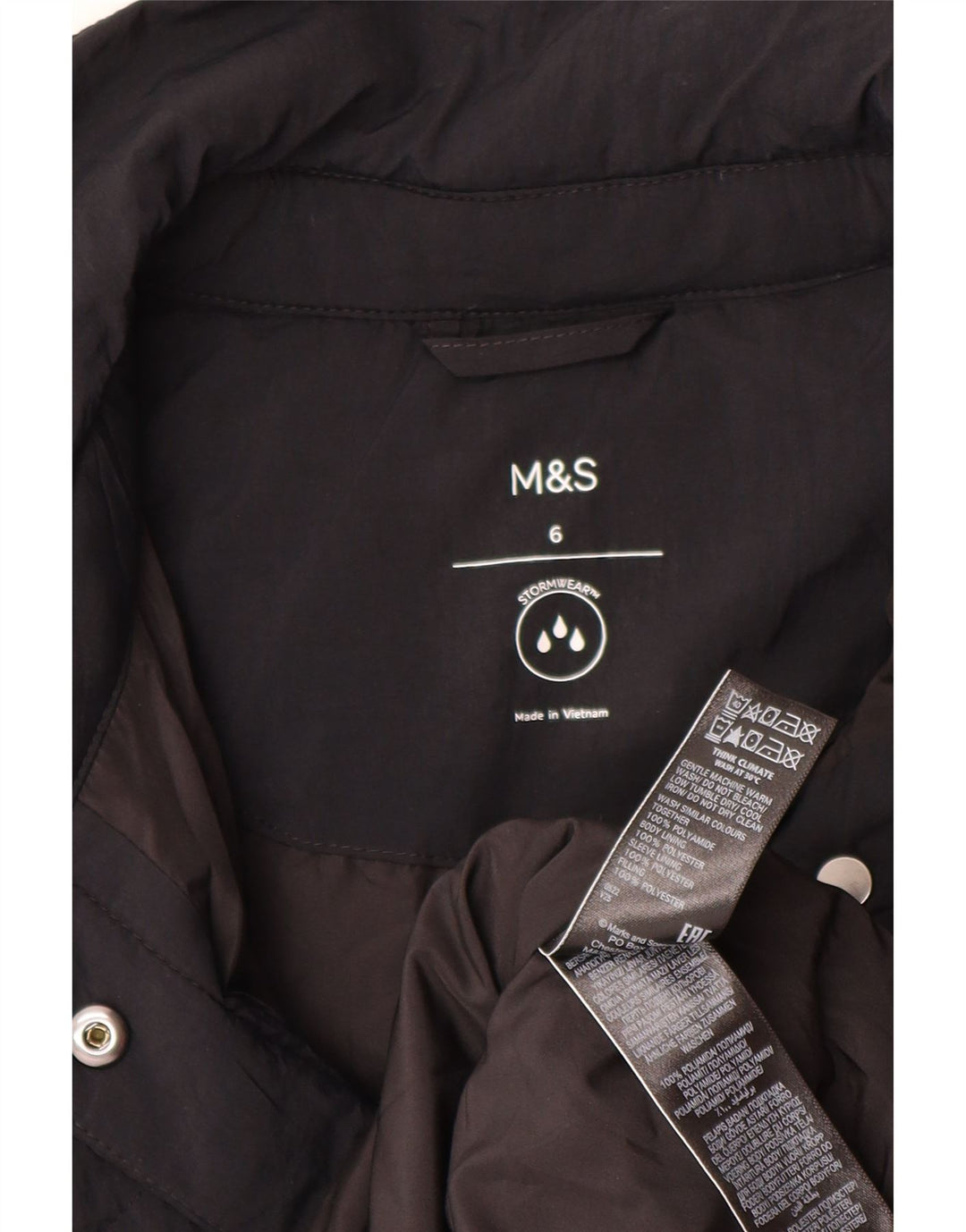 Marks & Spencer Manteau matelassé surdimensionné pour femme UK 6 XS Noir
