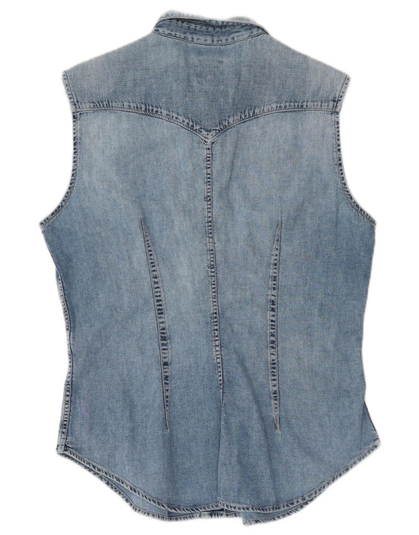 Rifle Chemise en jean sans manches pour femme UK 14 Bleu moyen Coton