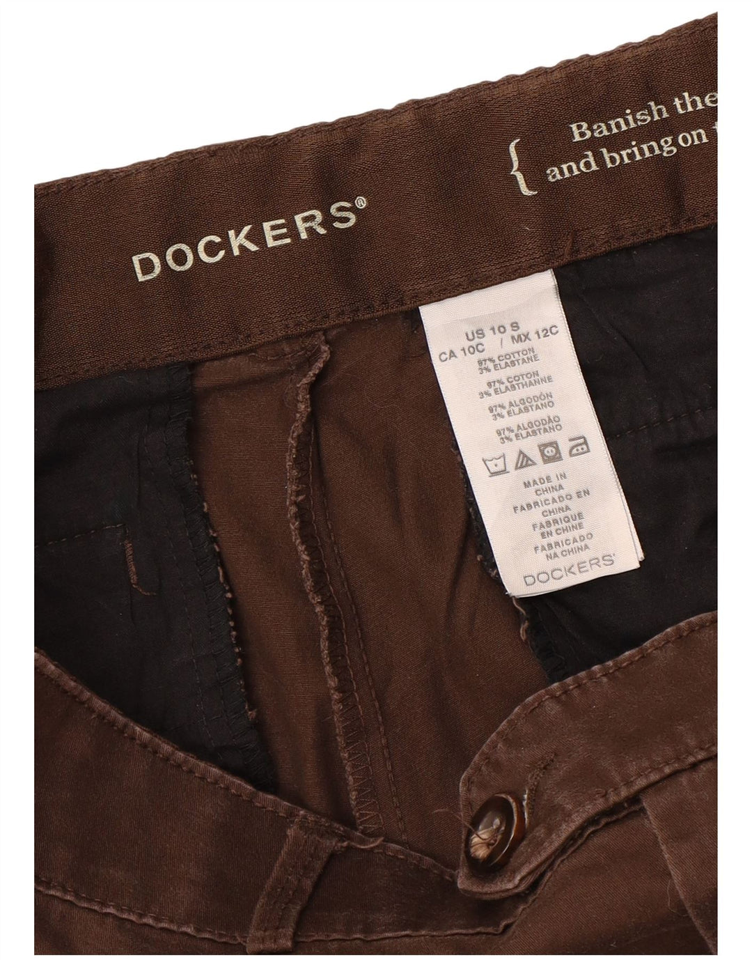 DOCKERS Pantalon droit décontracté pour femme US 10 Large W34 L29 Coton marron