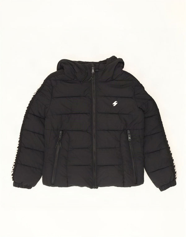 Superdry Veste matelassée à capuche graphique pour femme UK 8 Small Noir Polyester