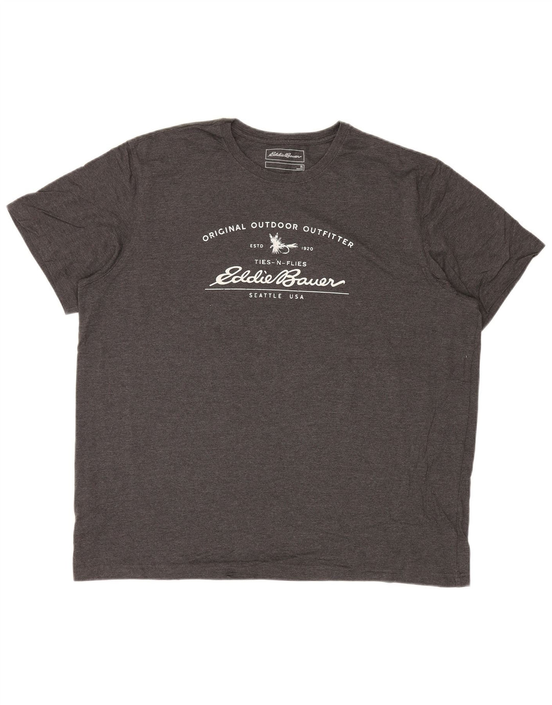 EDDIE BAUER T-Shirt Graphique Homme Top XL Gris Coton