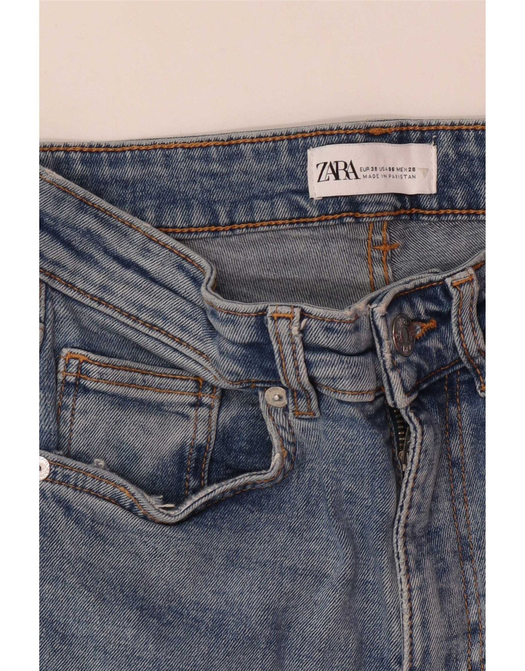 Zara Jean évasé taille haute pour femme EU 38 Small W28 L26 Bleu