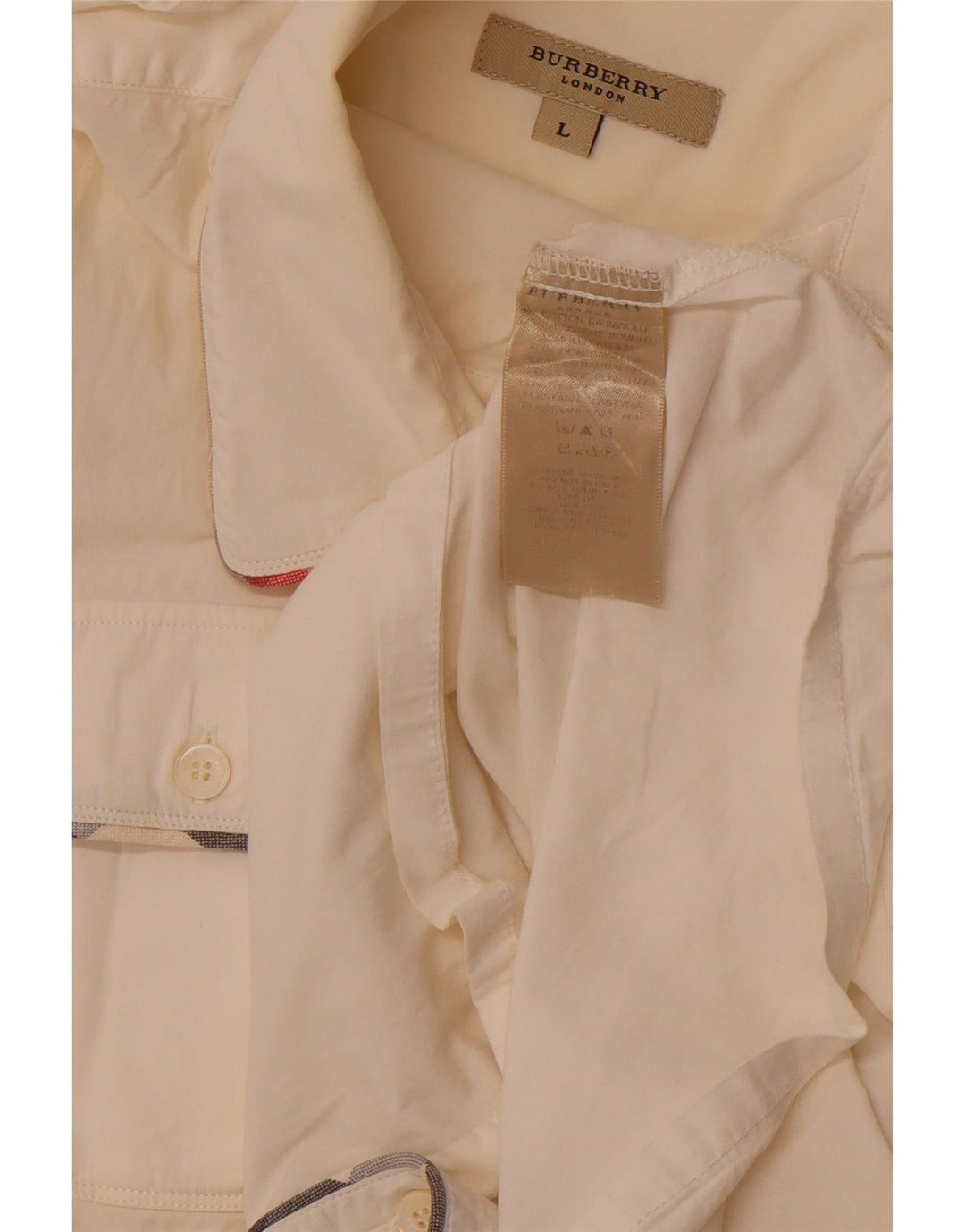 BURBERRY Chemise militaire sans manches pour femme UK 14 Grand coton blanc cassé