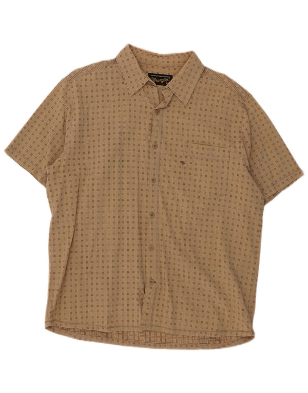 Wrangler Chemise à Manches Courtes Homme XL Coton Géométrique Beige