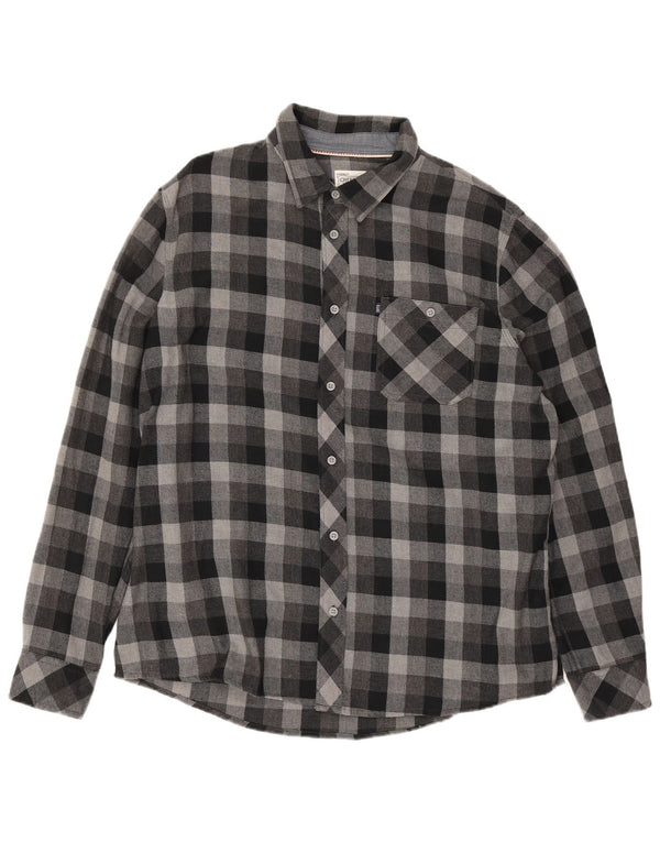 Cherokee Chemise en flanelle pour homme 2XL Gris à carreaux en coton