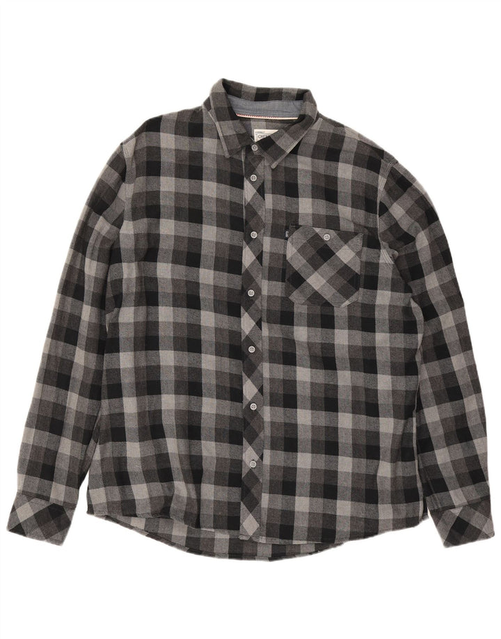 Cherokee Chemise en flanelle pour homme 2XL Gris à carreaux en coton