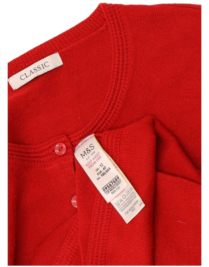 Marks & Spencer Pull cardigan coupe classique pour femme UK 12 Rouge moyen