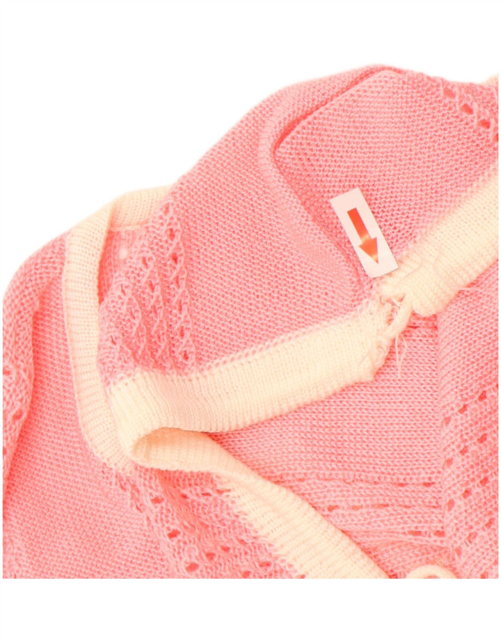 vintage Femme V-Col Jumper Pull UK 14 Rose Moyen