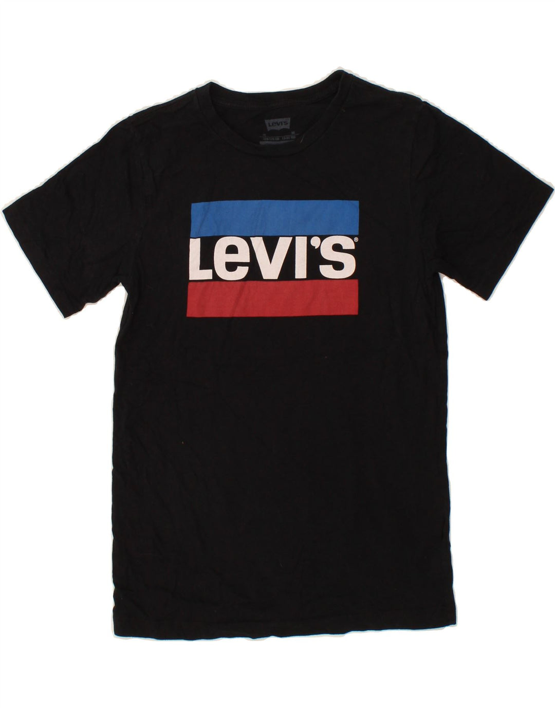 LEVI'S Boys Graphic T-Shirt Top 13-14 Years XL Black Vintage Levi's and Second-Hand Levi's from Messina Hembry 