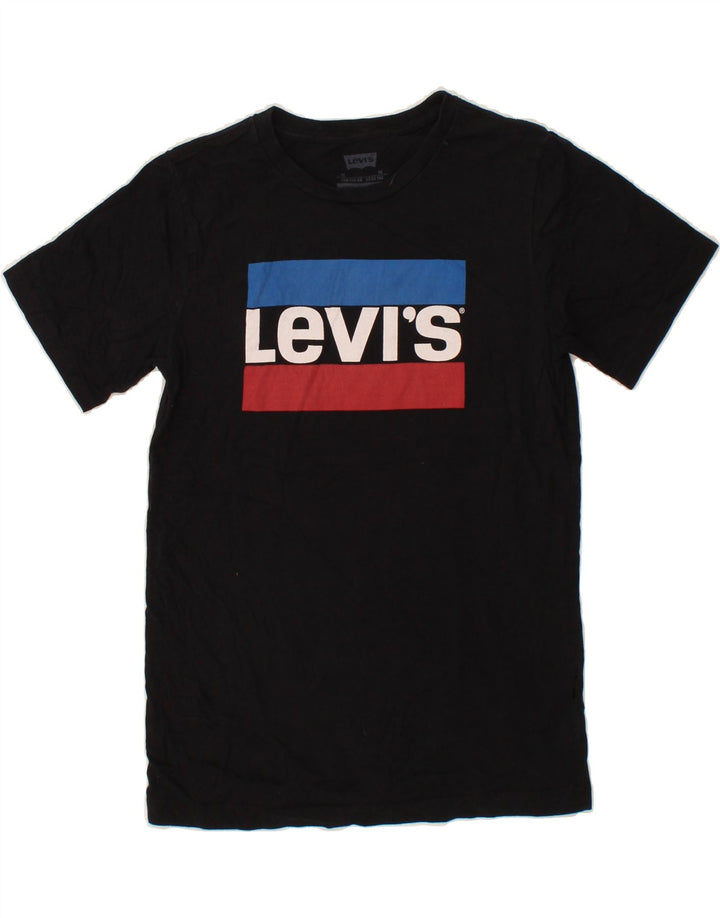 LEVI'S Boys Graphic T-Shirt Top 13-14 Years XL Black Vintage Levi's and Second-Hand Levi's from Messina Hembry 