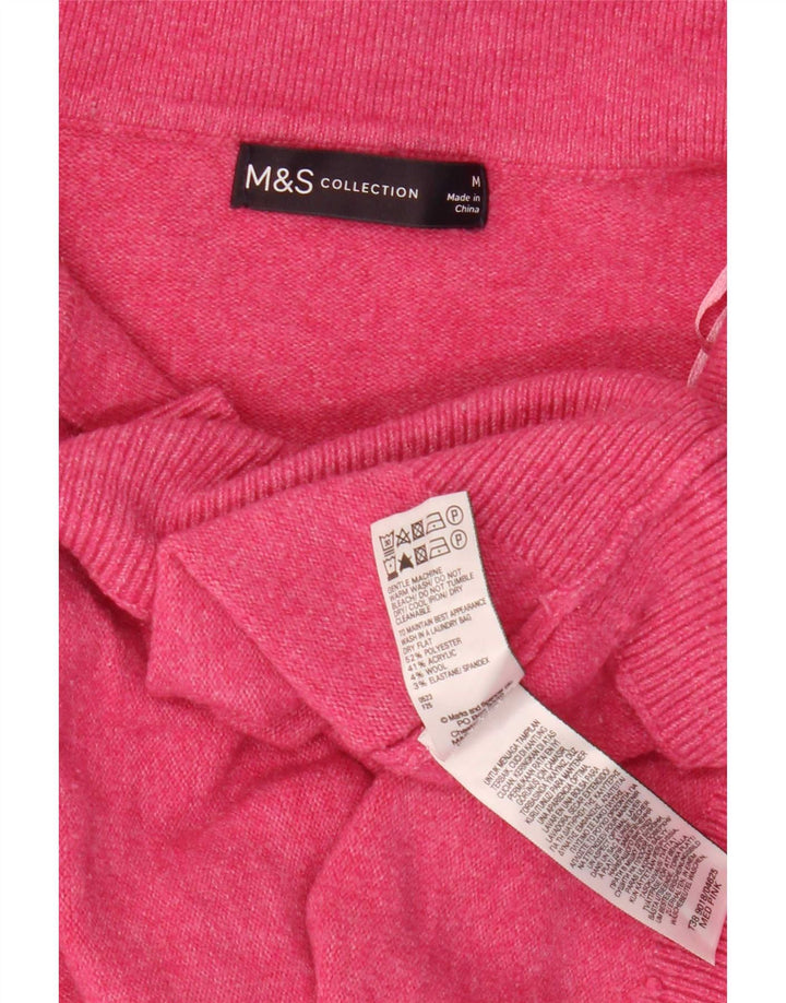 Marks & Spencer Pull à col polo pour femme UK 14 Rose moyen Polyester