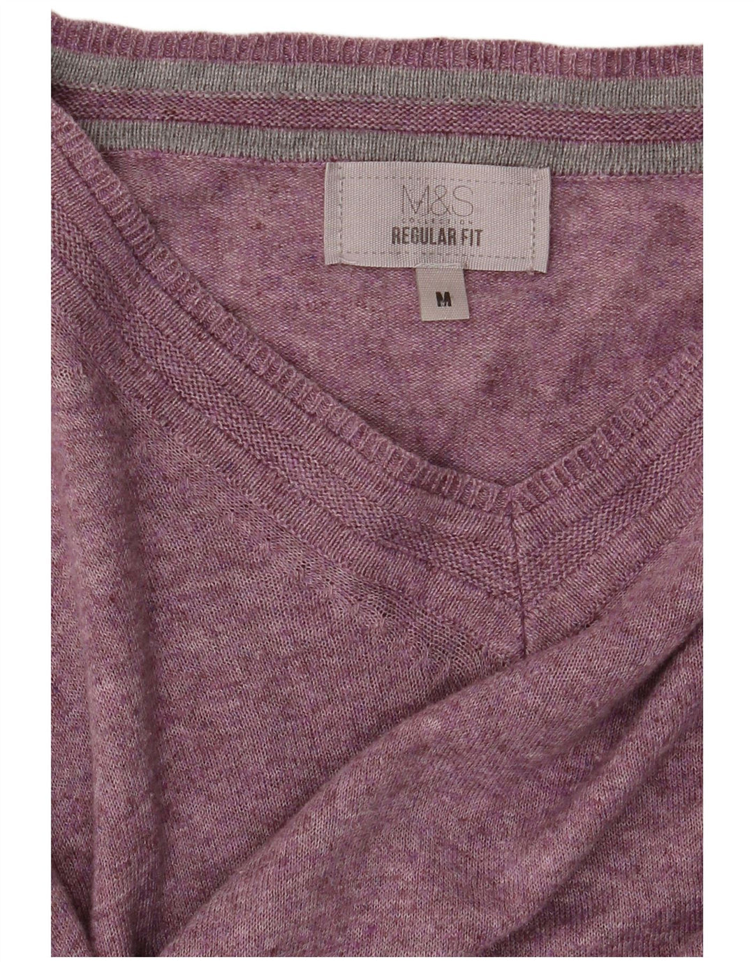 Marks & Spencer Pull Regular Fit Col V Homme Violet Moyen