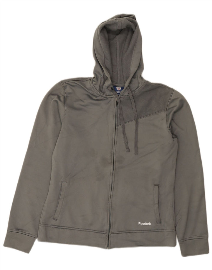Reebok Pull à capuche zippé pour femme UK 44 Gris moyen Polyester