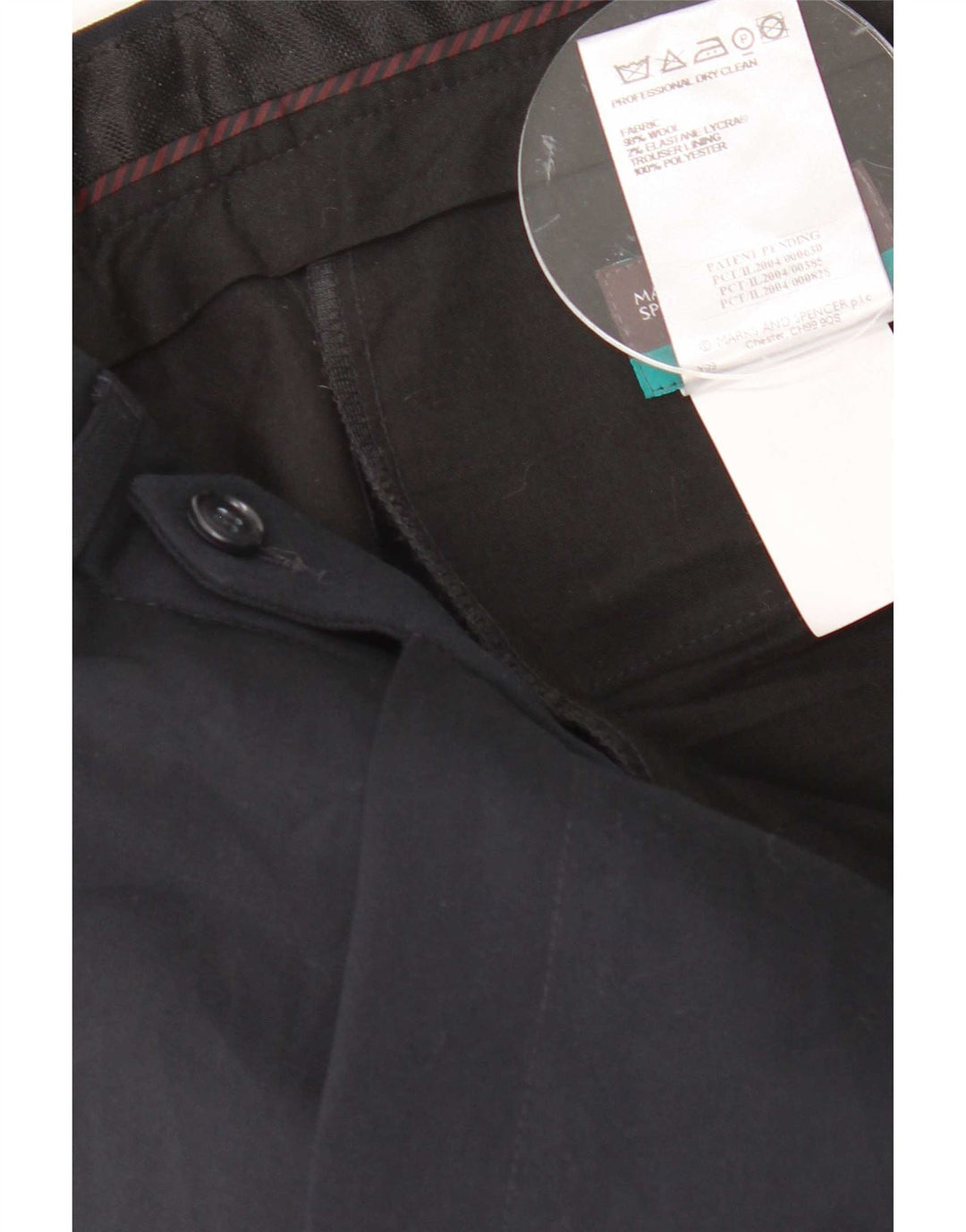 Marks & Spencer Pantalon de Costume Droit Femme W32 L33 Laine Bleu Marine