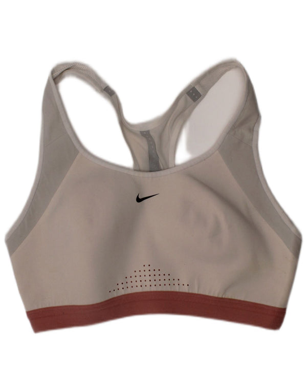 Nike Haut de soutien-gorge de sport Dri Fit pour femme en nylon blanc cassé moyen