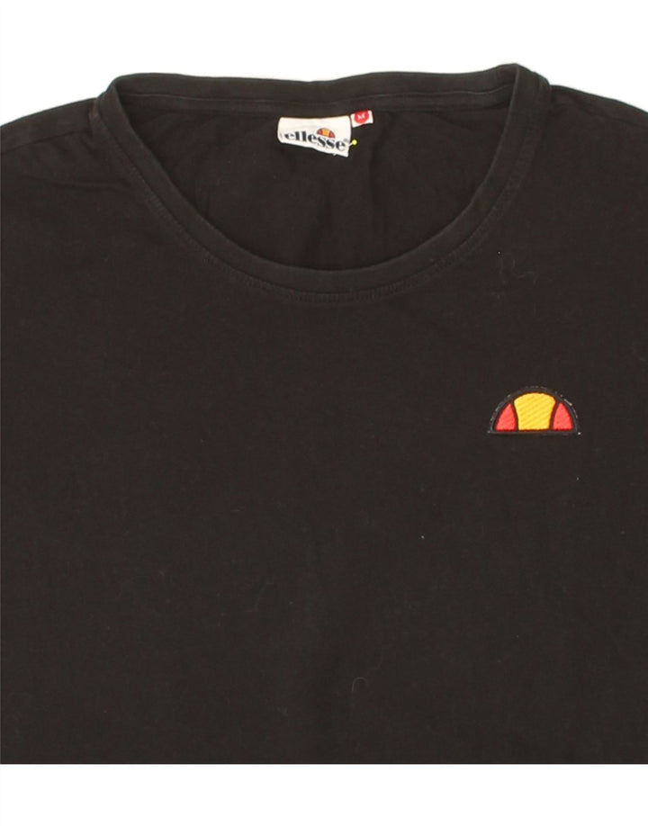 ELLESSE Womens T-Shirt Top UK 12 Medium Black Cotton Vintage Ellesse and Second-Hand Ellesse from Messina Hembry 