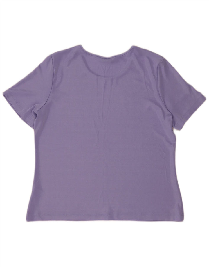Marks & Spencer T-Shirt Femme Top UK 16 Large Violet Polyester