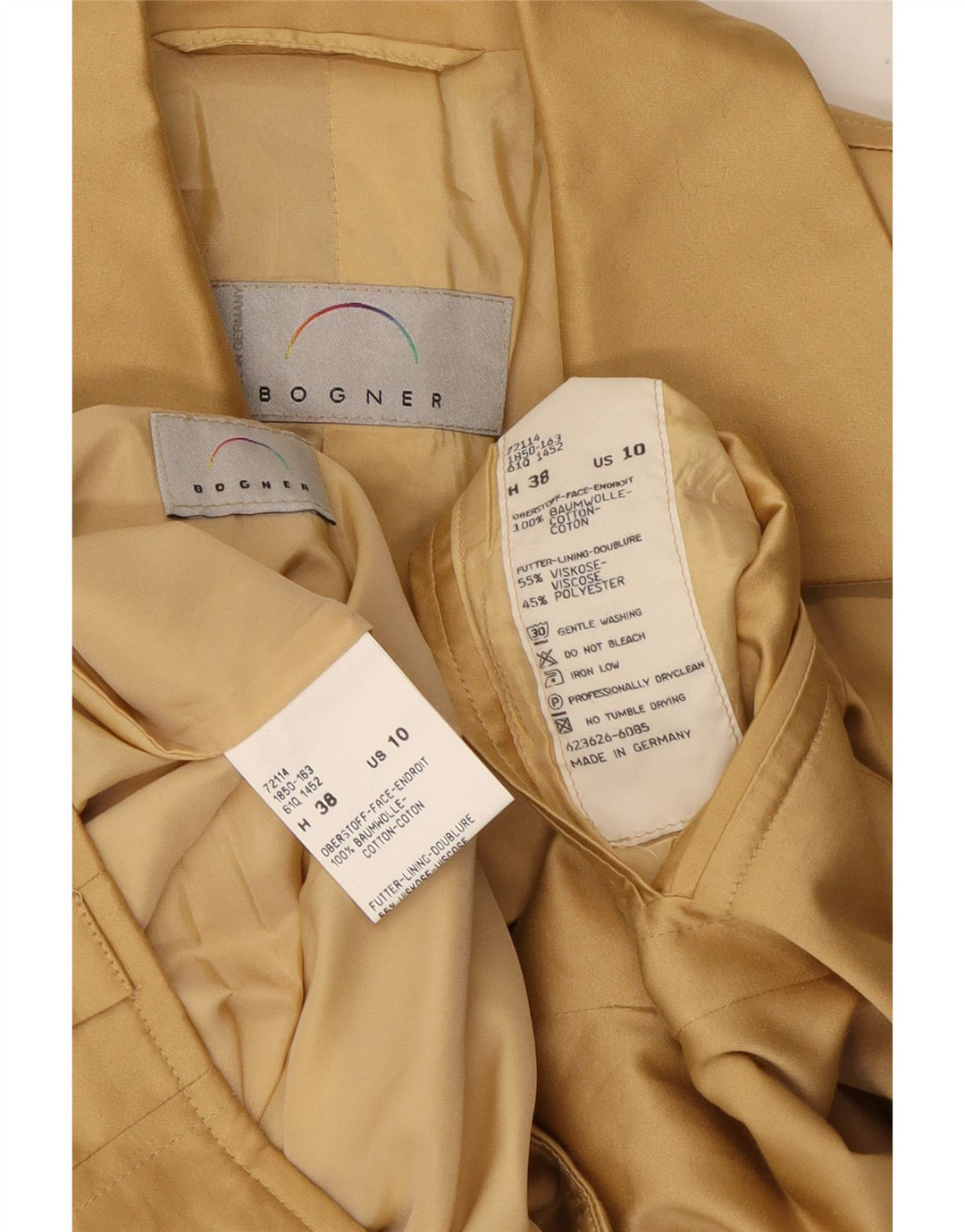 BOGNER Ensemble jupe 2 pièces 4 boutons pour femme US 10 Large W29 Coton beige