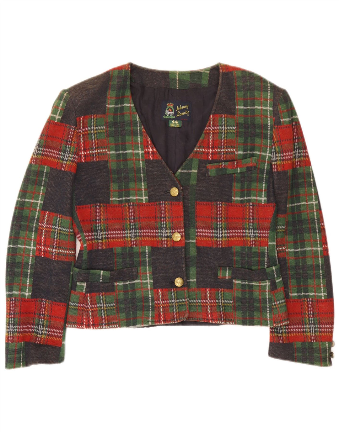 Johnny Lambs Veste blazer courte pour femme IT 44 à carreaux multicolores moyens