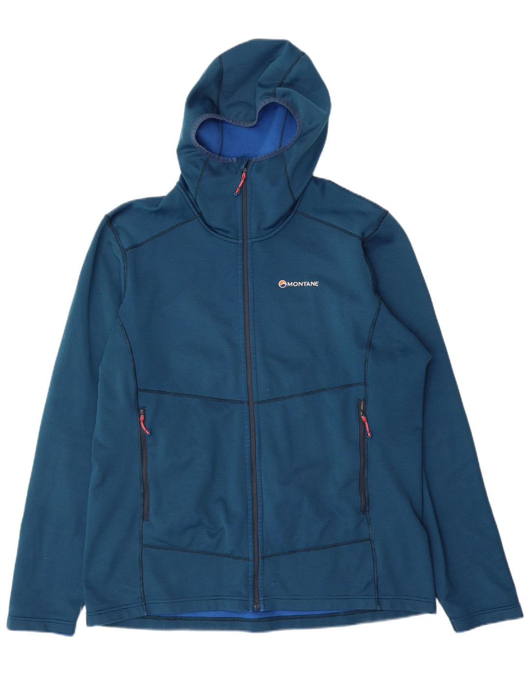 MONTANE Pull à capuche zippé pour homme XL en polyester à fines rayures bleues