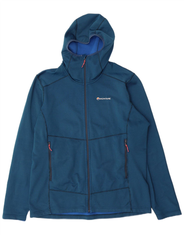 MONTANE Pull à capuche zippé pour homme XL en polyester à fines rayures bleues