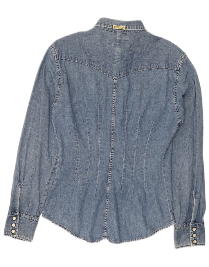 Replay Chemise en jean pour femme UK 12 Bleu moyen Coton