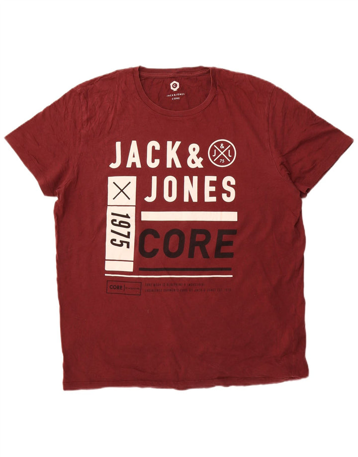 Jack & Jones T-Shirt Graphique Top XL Homme Bordeaux Coton