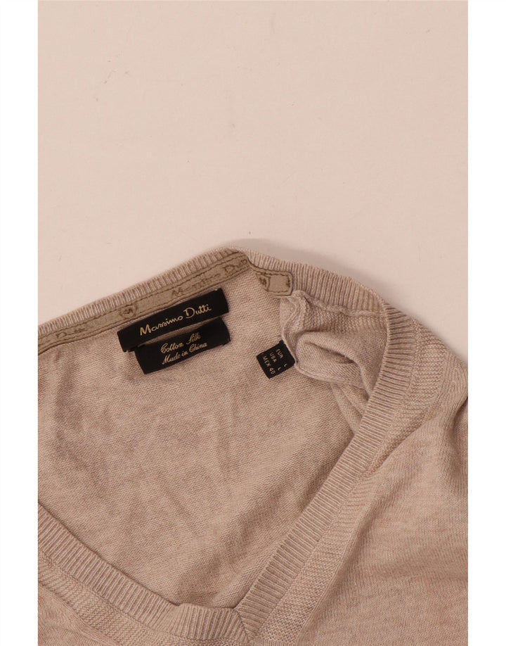 Massimo Dutti Pull col V pour homme en coton beige Large
