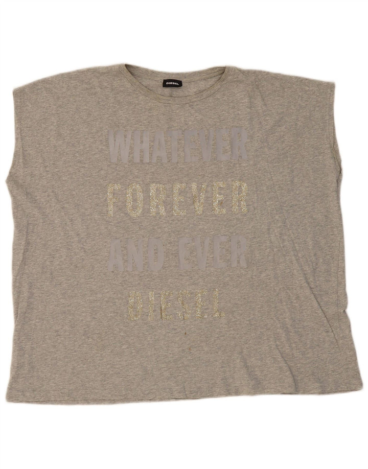 DIESEL Womens Oversized Blouse Top UK 14 Large Grey
