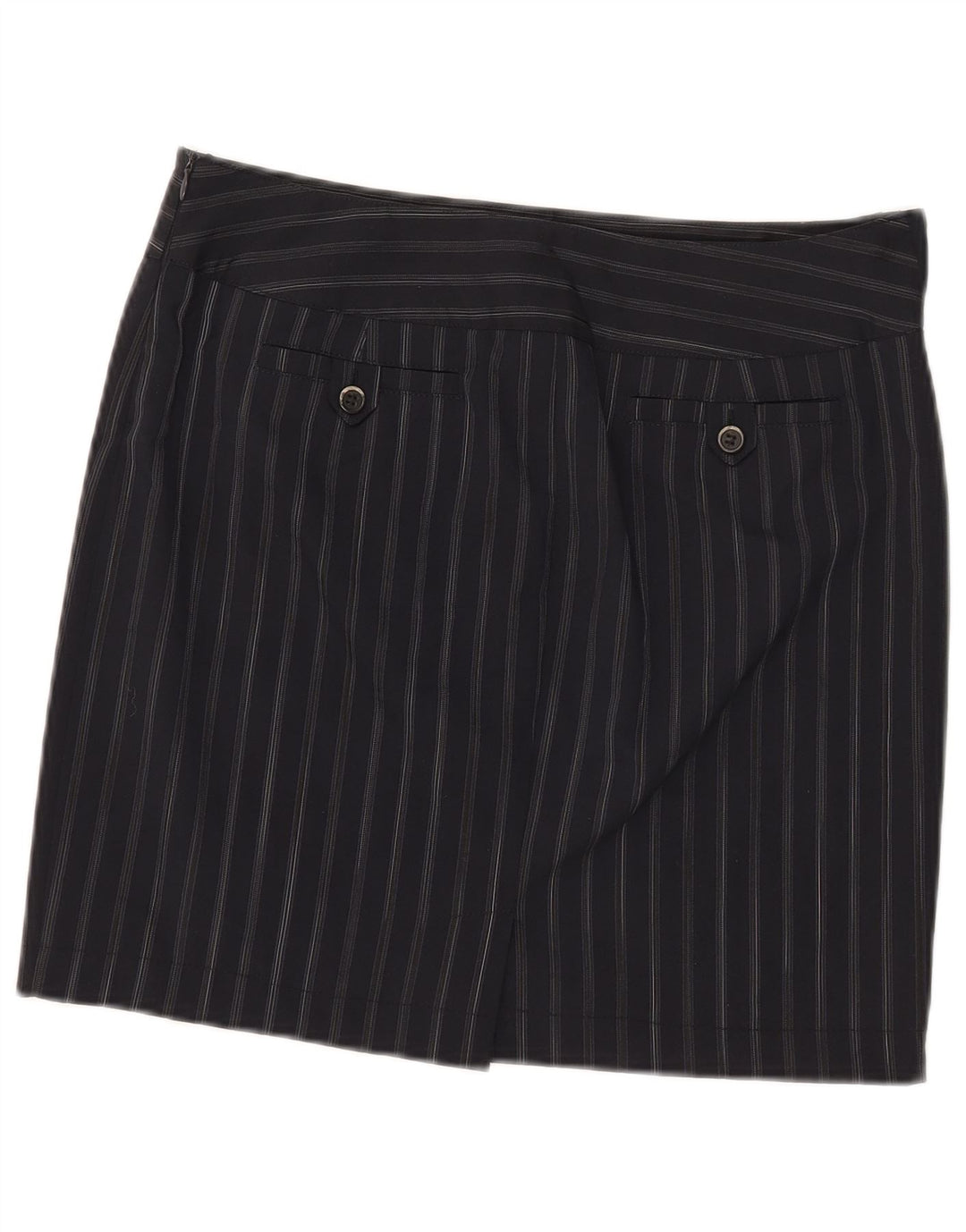Marella Mini jupe femme UK 12 Medium W32 bleu marine à fines rayures en polyester