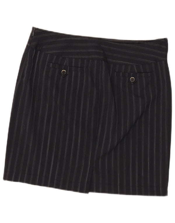 Marella Mini jupe femme UK 12 Medium W32 bleu marine à fines rayures en polyester